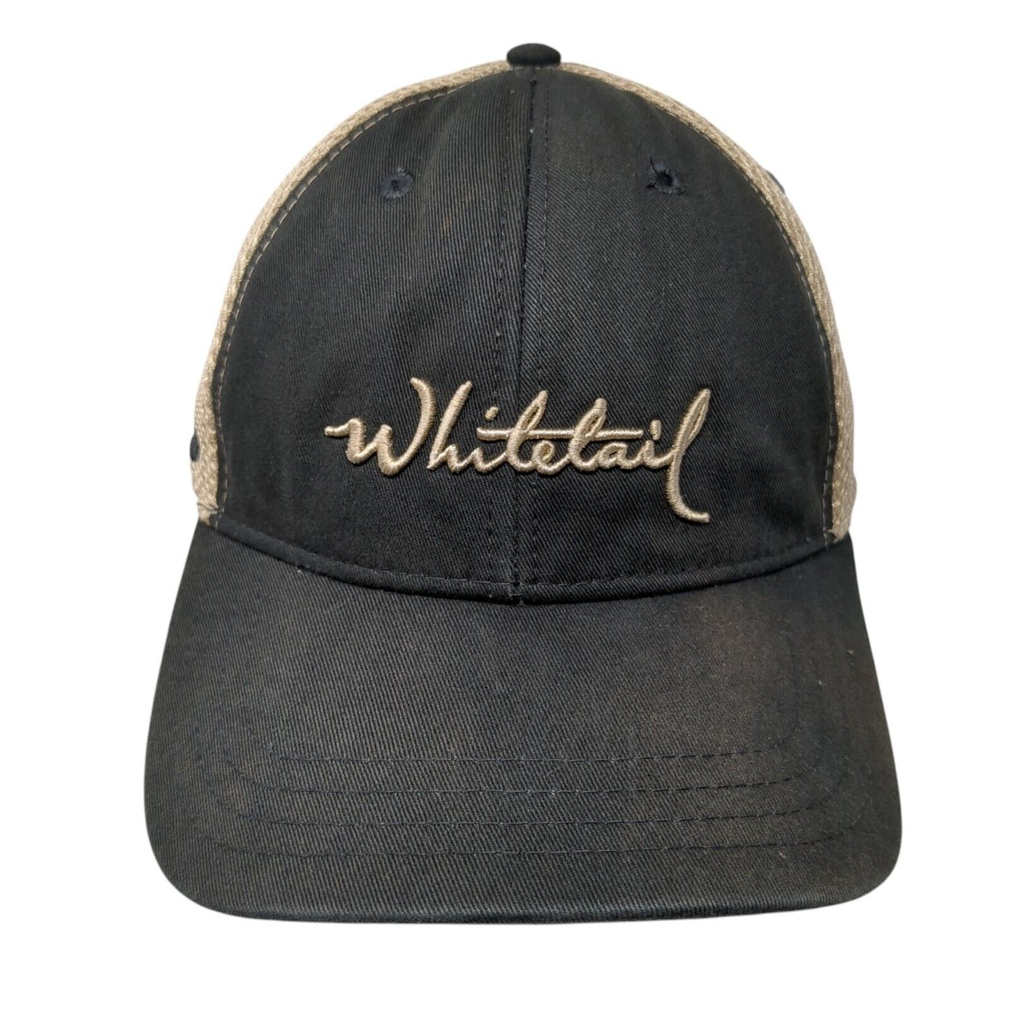 Whitetail Staff Strapback Mesh Back Hat Black One Size Adjustable Pukka