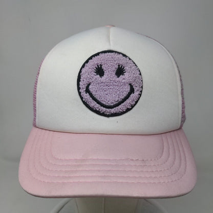 Smiley World Snapback Mesh Back Trucker Hat Pink OSFM H3 Headwear