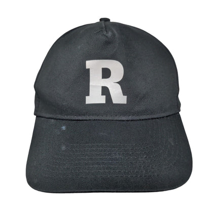 R Initial Youth Snapback Hat Black One Size Adjustable Vented Holes 6 Panel