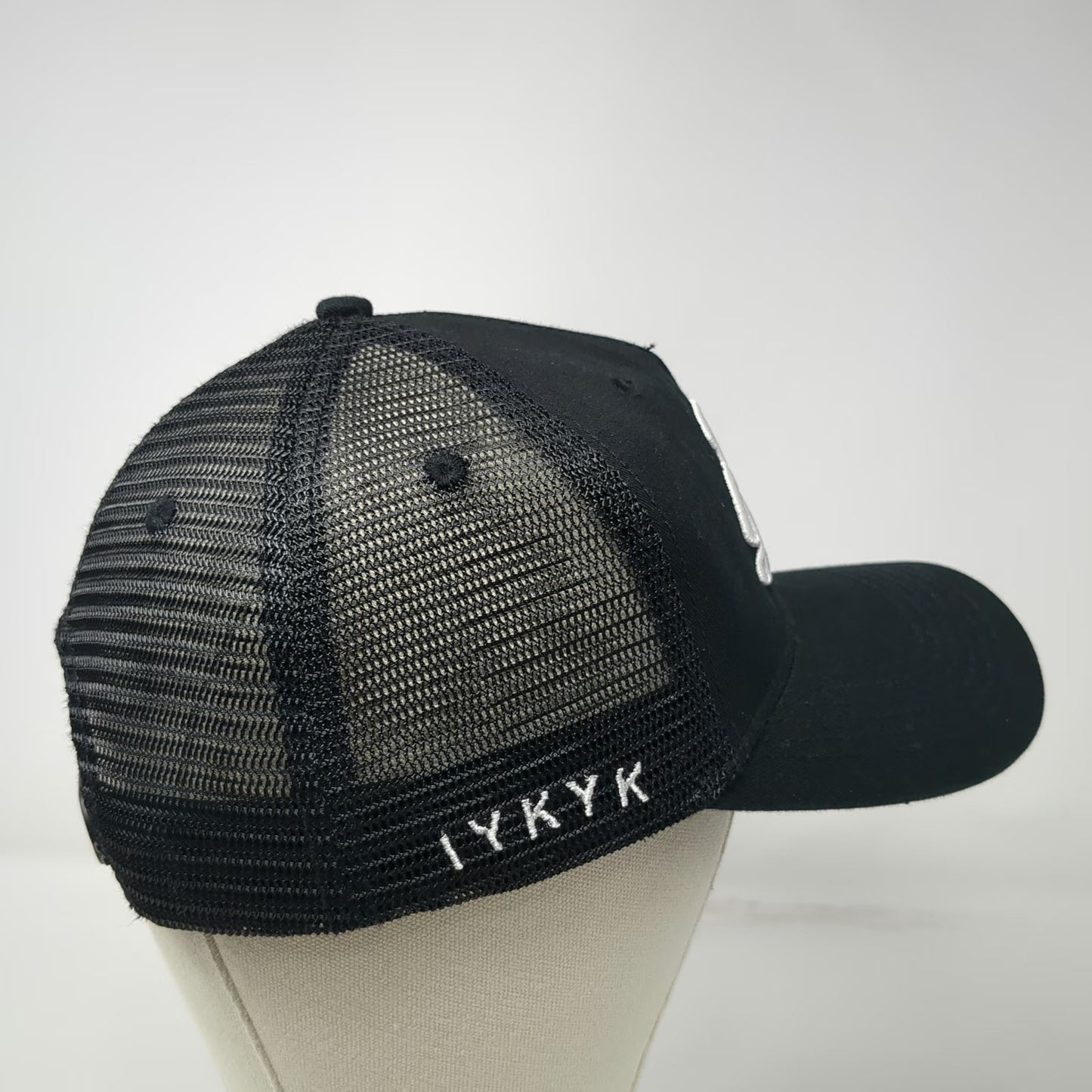 Dad Gang Trucker Hat Black One Size Mesh Snapback IYKYK Script Logo Embroidery