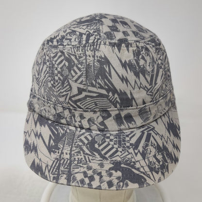 Old Navy Army Cap Gray XL Abstract Graphic Print Checkerboard Lightning Bolt Hat