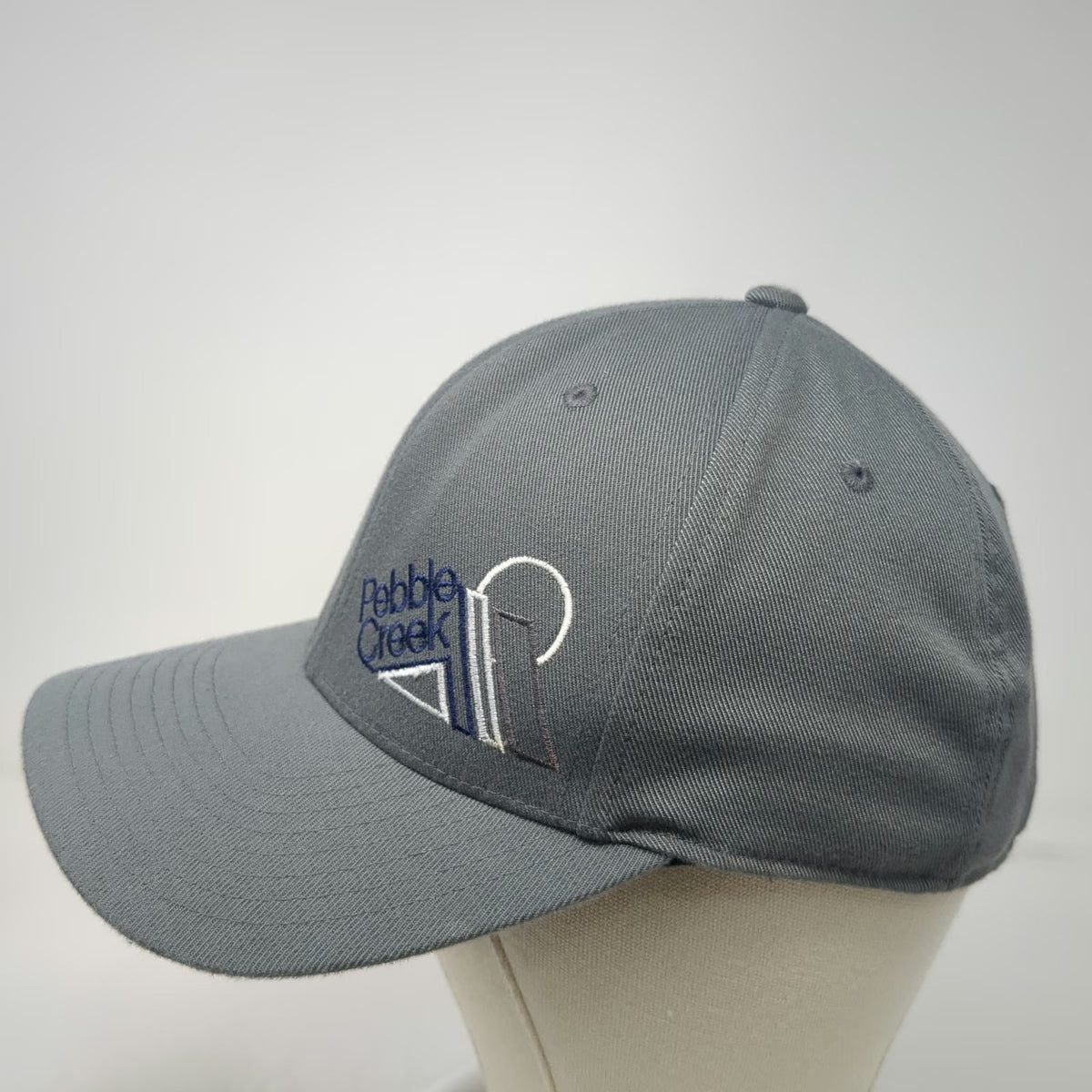 Yupoong Pebble Creek Baseball Cap Gray One Size Adjustable Flexfit 110 Logo Hat