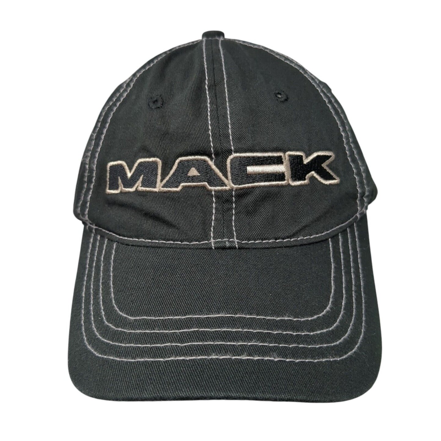 MACK Snapback Hat Black One Size Adjustable Embroidered 6 Panel Cotton