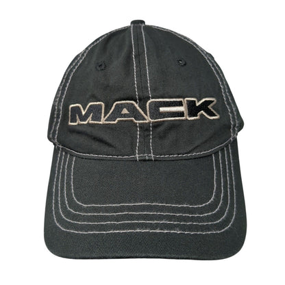 MACK Snapback Hat Black One Size Adjustable Embroidered 6 Panel Cotton