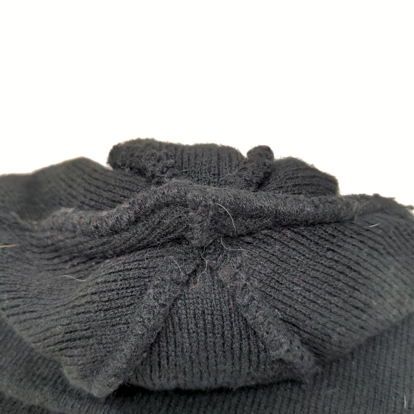 Zahrah Beanie Cap Black One Size Knitted Stretch Embroidered Acrylic