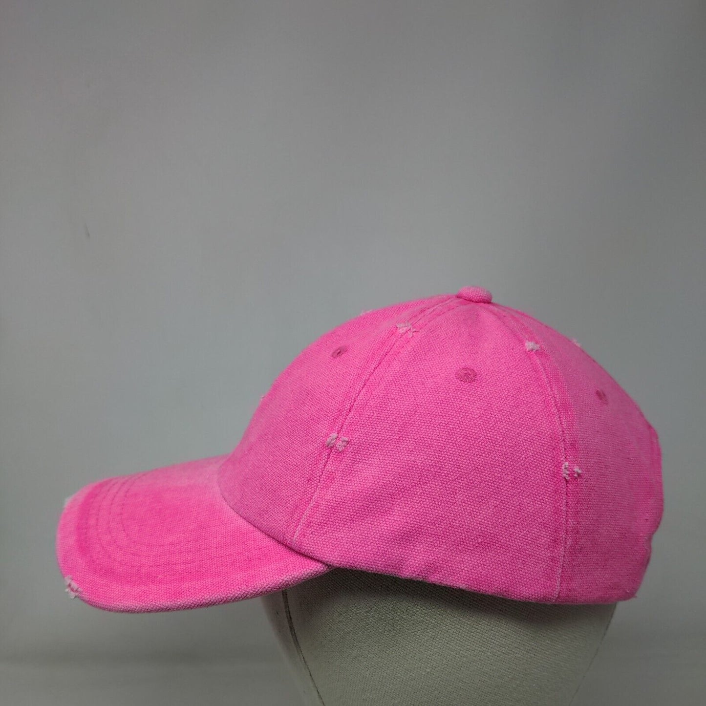 Unbranded Slideback Hat Pink One Size Adjustable Vented Holes Distressed Blank
