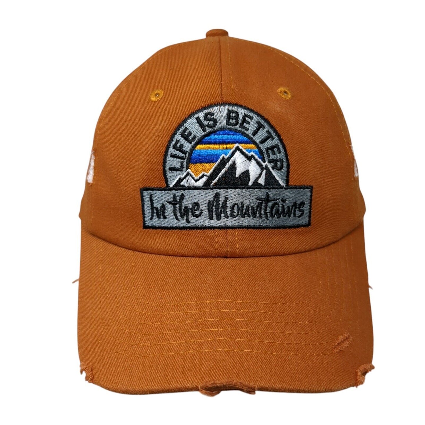Life Is Better In The Mountains Slideback Hat Orangish-Brown OSFA Solid