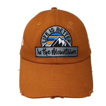 Life Is Better In The Mountains Slideback Hat Orangish-Brown OSFA Solid