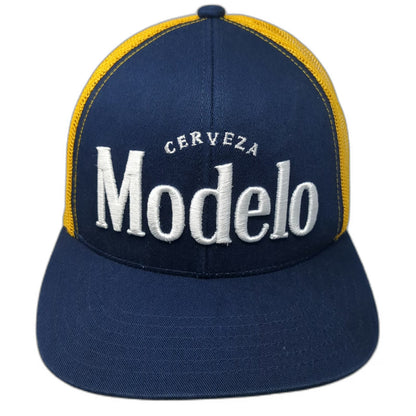 Modelo Trucker Hat Blue Yellow One Size Mesh Back Snapback Cerveza Beer Logo