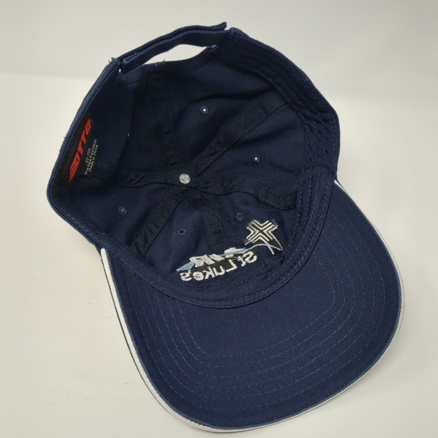 Air St. Lukes Strapback Hat Blue One Size Adjustable Embroidered 6 Panel Otto