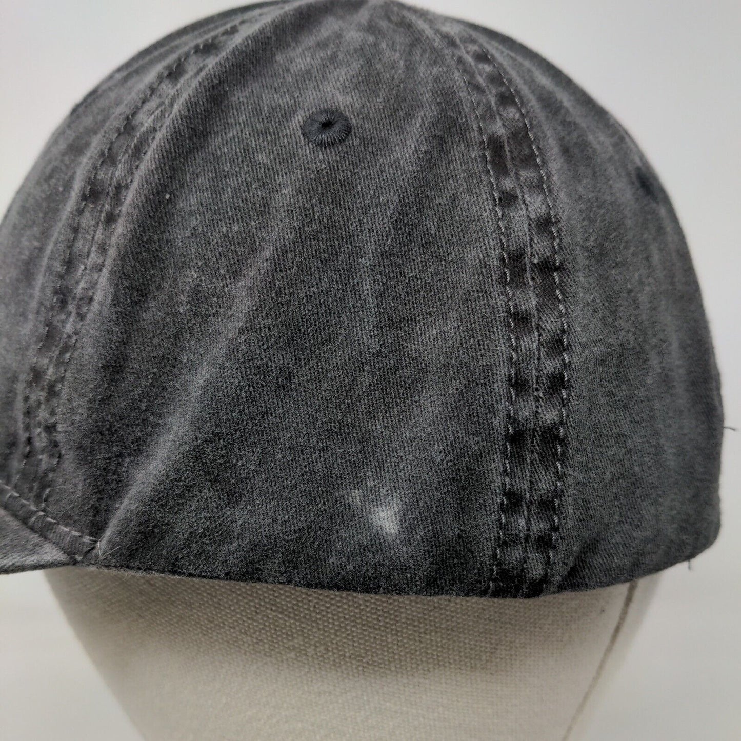 Unbranded Slideback Hat Black Gray OSFM Adjustable Vented Holes 6 Panel Blank