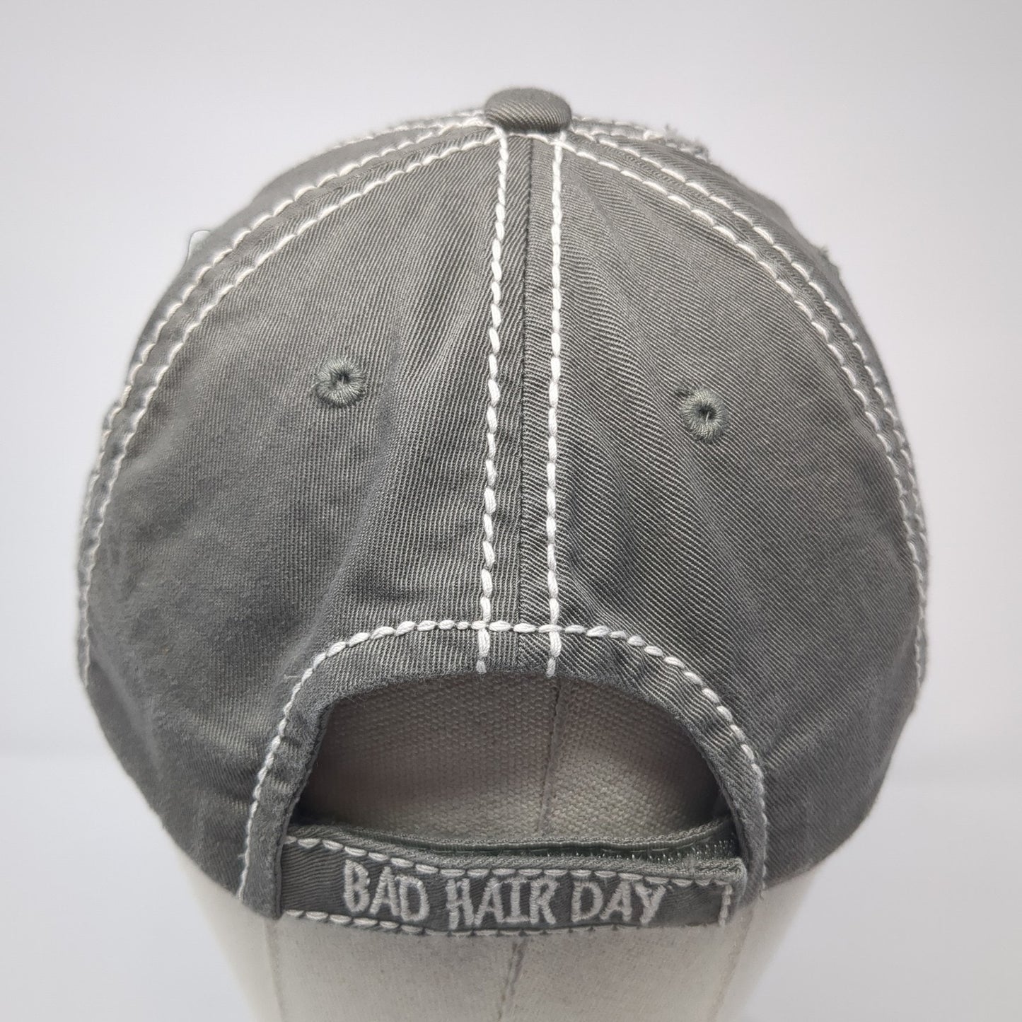Bad Hair Day Baseball Cap Gray One Size Adjustable Distressed KB ETHOS Vintage