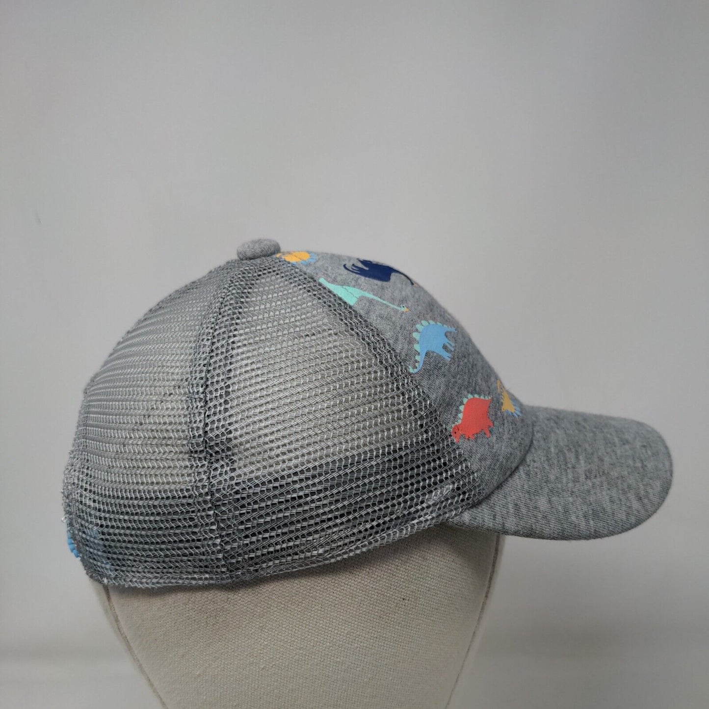 Dinosaur Snapback Trucker Hat Gray One Size Adjustable Mesh Back Animal Print