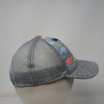 Dinosaur Snapback Trucker Hat Gray One Size Adjustable Mesh Back Animal Print