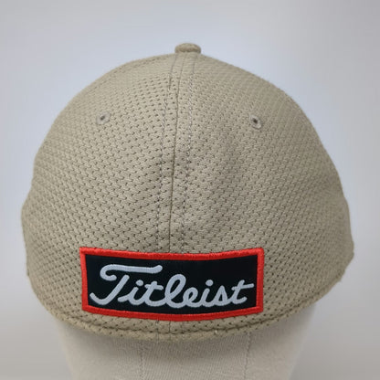 Titleist Baseball Cap Beige Blue L Pro V1 FJ A-Flex Mesh Breathable Golf Hat