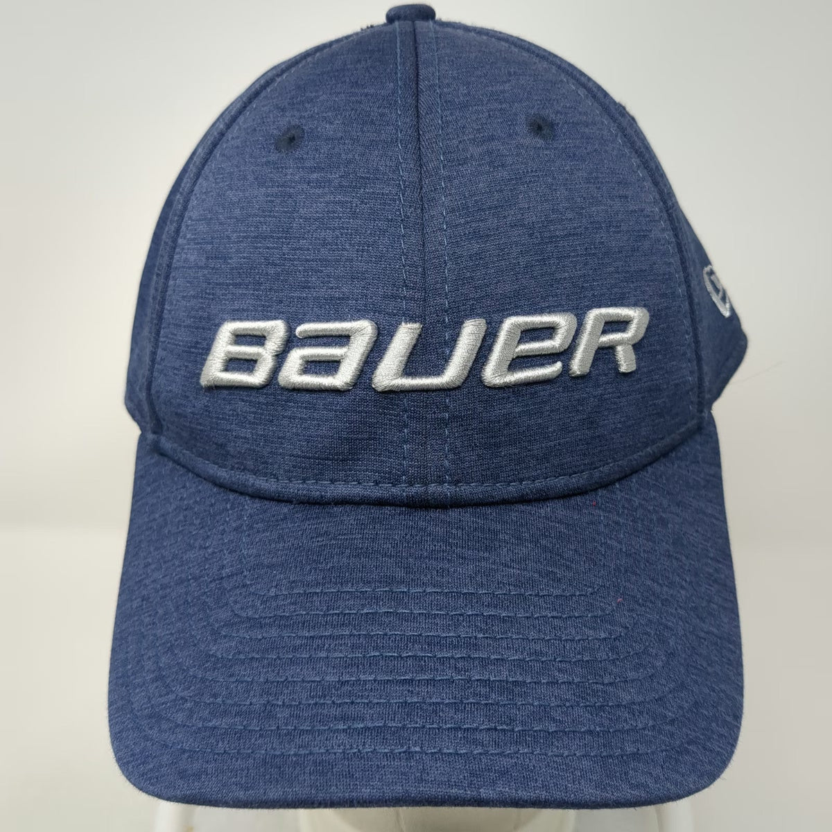 New Era Bauer Hockey Baseball Cap Blue XL Heathered 39THIRTY Stretch Fit Hat