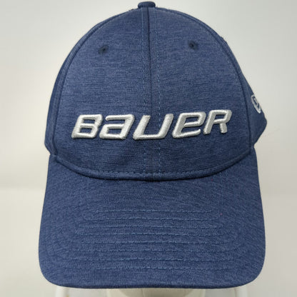 New Era Bauer Hockey Baseball Cap Blue XL Heathered 39THIRTY Stretch Fit Hat