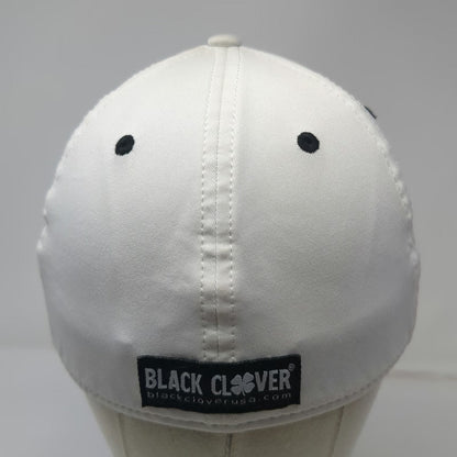 Black Clover Baseball Cap White XL Live Lucky Fitted Clover Embroidered Golf Hat