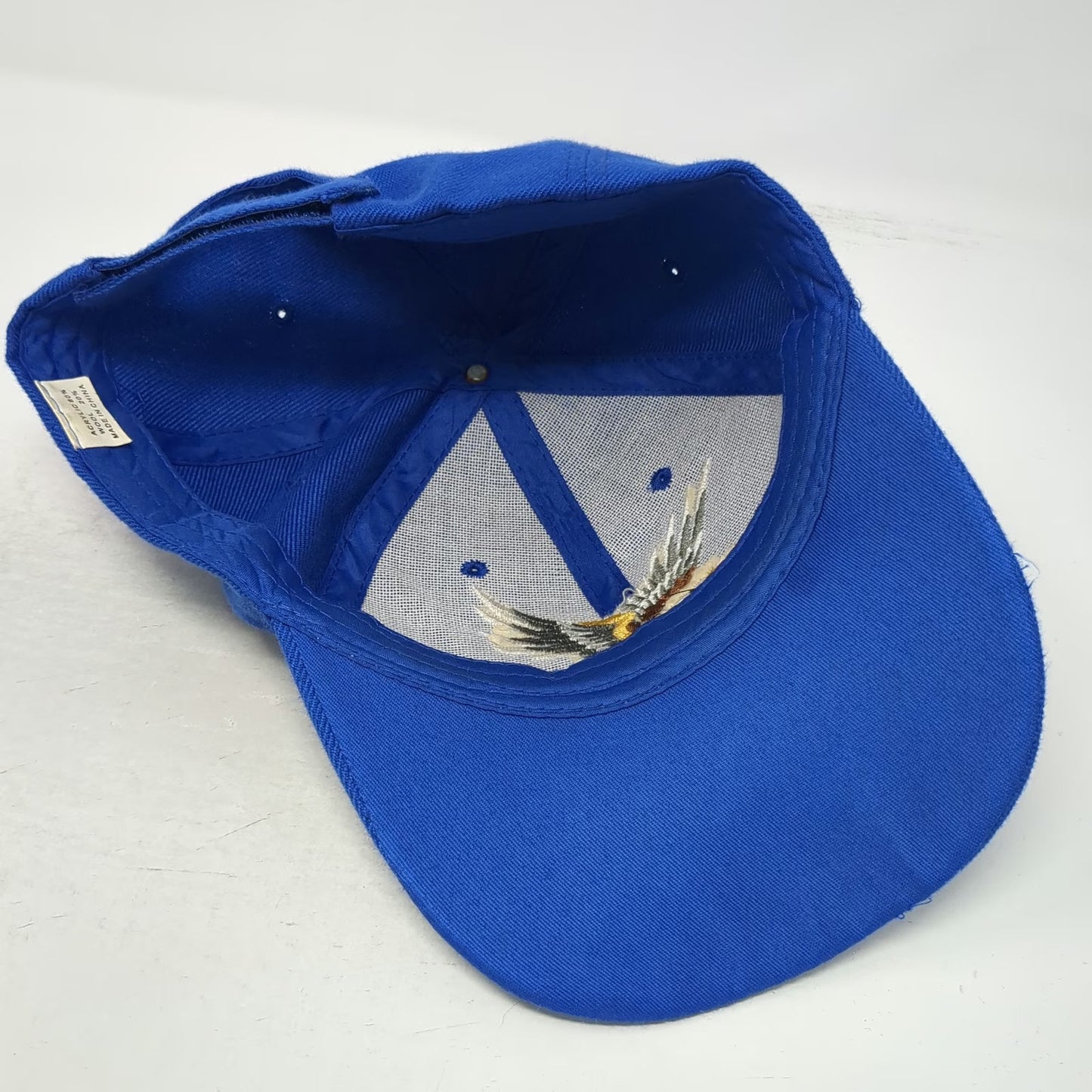 Baseball Cap Blue One Size Embroidered Eagle American Flag Strapback Acrylic Hat