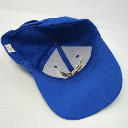 Baseball Cap Blue One Size Embroidered Eagle American Flag Strapback Acrylic Hat