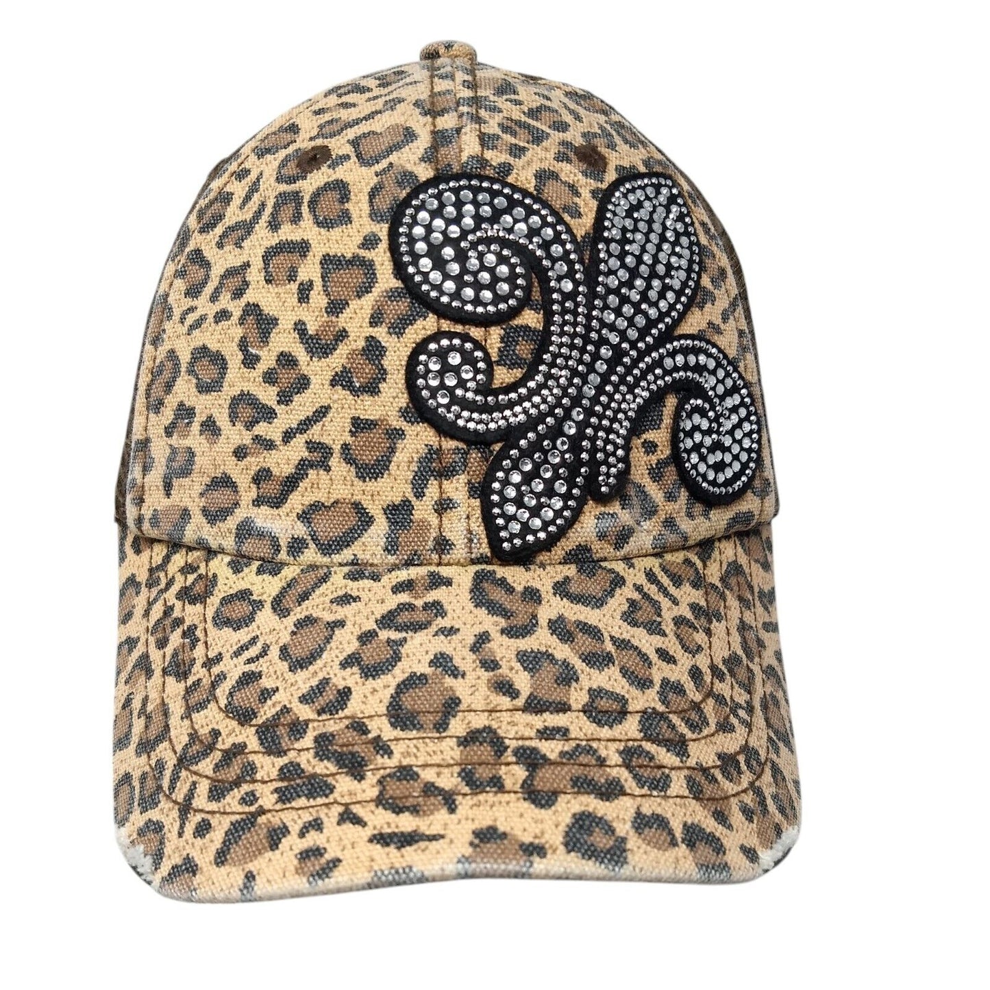 Fleur-de-lis Bling Snapback Trucker Hat Multi OSFA Animal Print Mesh Back