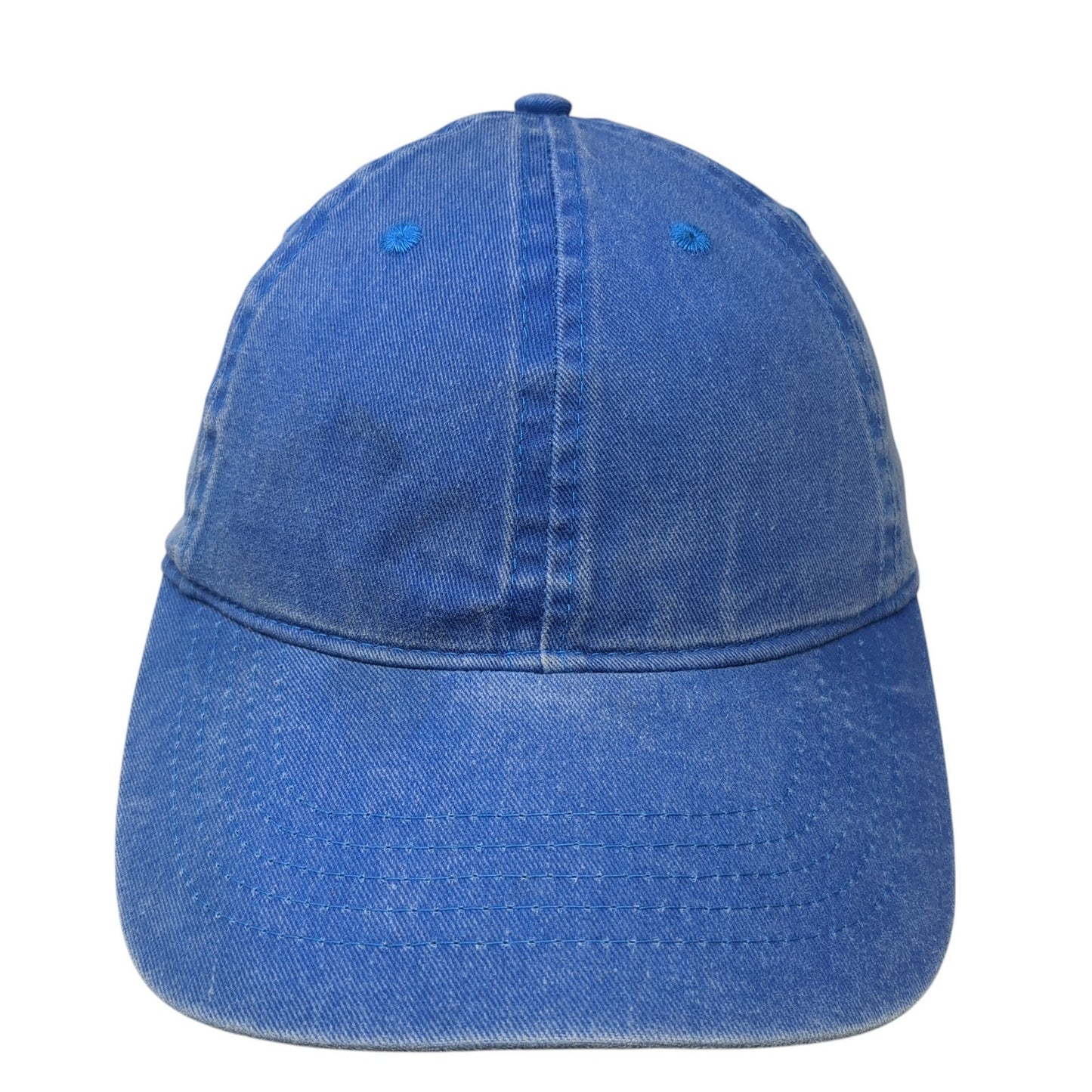 Unbranded Strapback Baseball Cap Blue One Size Adjustable Vented Holes Blank