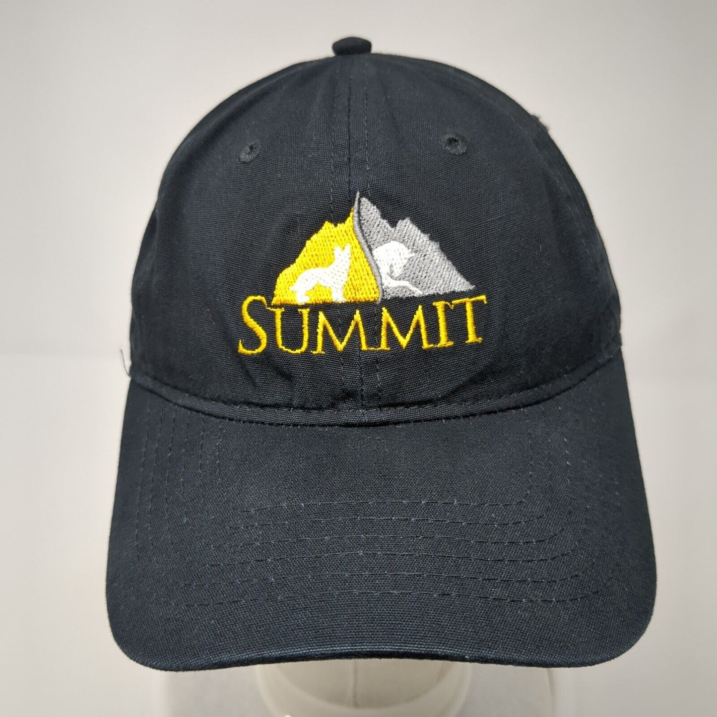 Summit Strapback Hat Black OS Adjustable Embroidered 6 Panel Port & Company