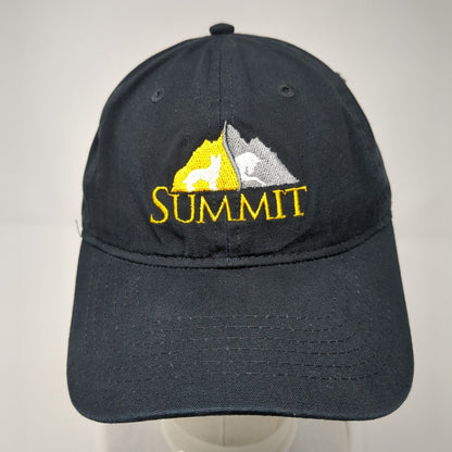 Summit Strapback Hat Black OS Adjustable Embroidered 6 Panel Port & Company