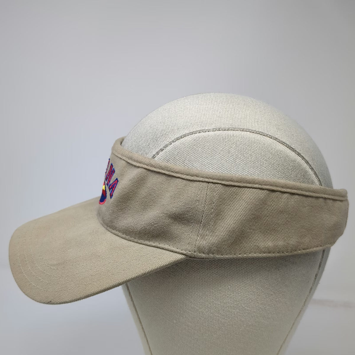 Captain Travel Arizona State Visor Beige One Size Cotton Strapback Logo Hat