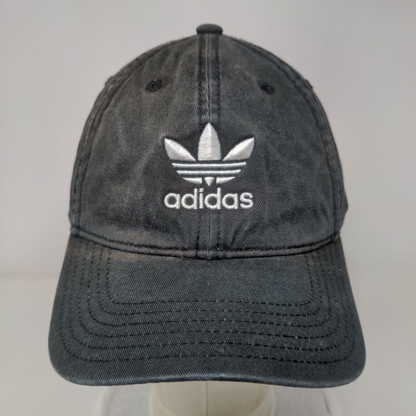 Adidas Trefoil Logo Slideback Hat Black OSFM Embroidered 6 Panel