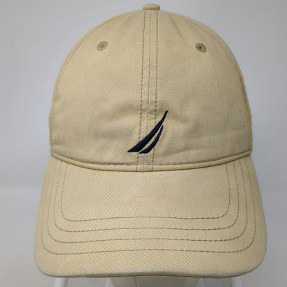 Nautica Baseball Cap Beige One Size Slideback 100% Cotton Blue Sail Strap Hat