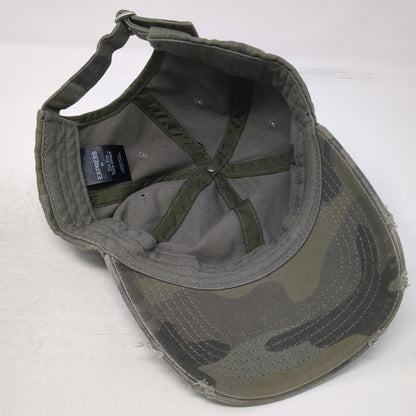 Express Baseball Cap Green OSFM Camo Camouflage Pattern Curved Brim Cotton Hat