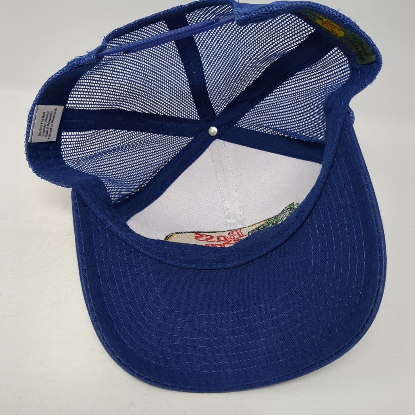 Bass Pro Shops Snapback Trucker Hat Blue OS Adjustable Mesh Back Gone Fishing