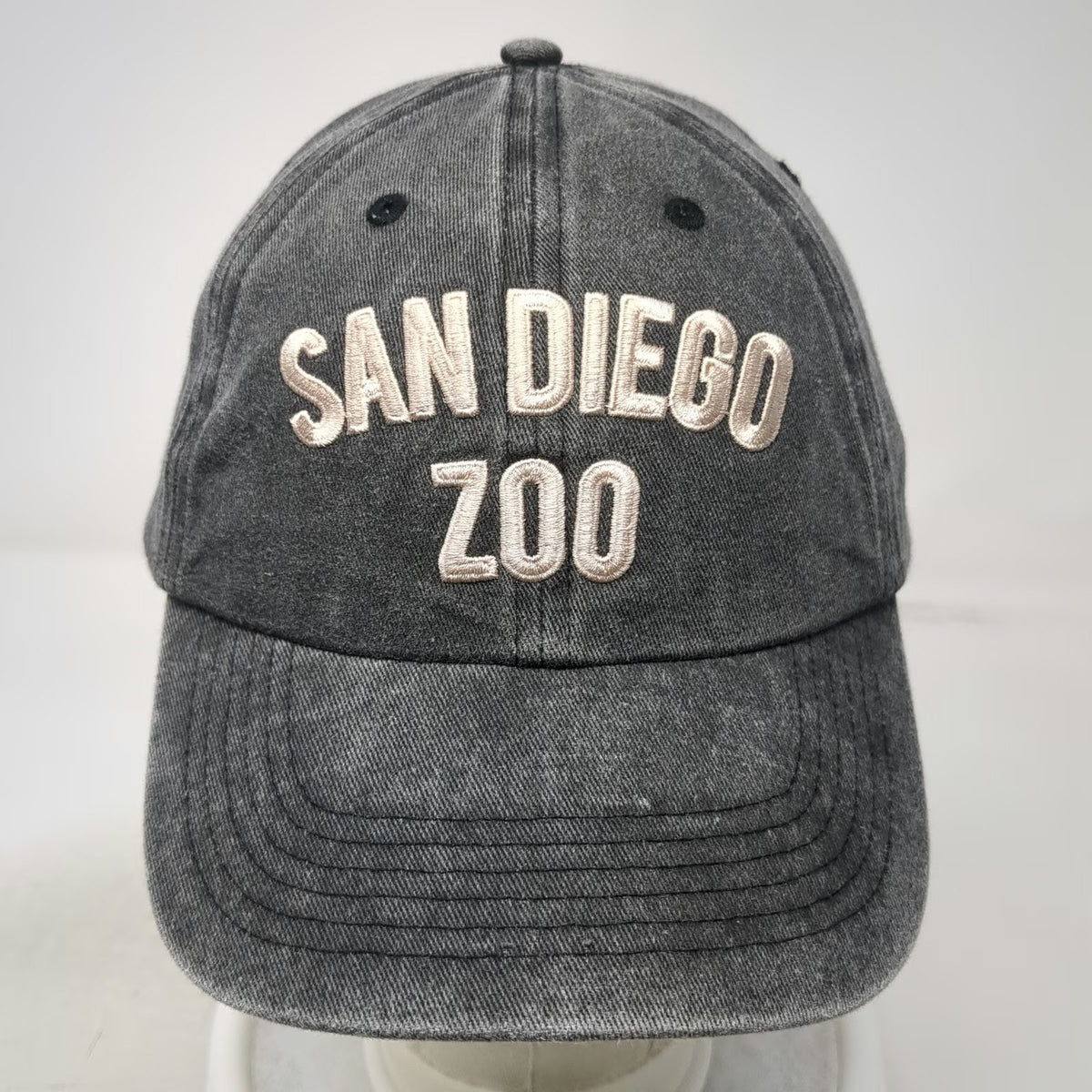 San Diego Zoo Hat Gray Baseball Cap One Size Embroidered Faded Cotton Slideback