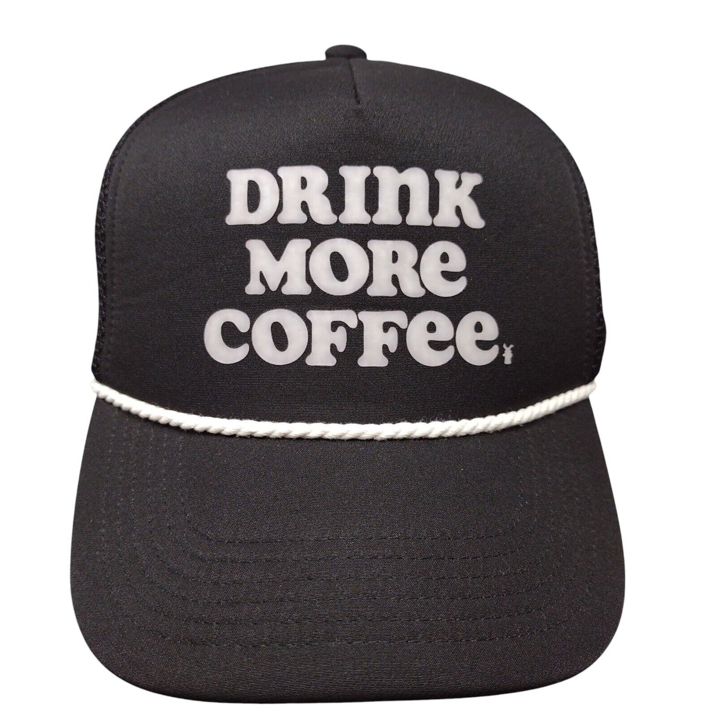 Drink More Coffee Snapback Rope Trucker Hat Black OSFA Mesh Back