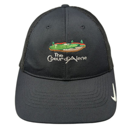 Nike Baseball Cap Black M The Coeur d'Alene Idaho Golf Mesh Flexfit Swoosh Hat