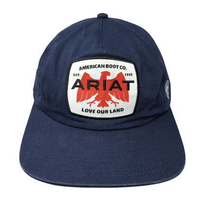 American Boot Co Est 1993 Ariat Love Our Land Snapback Hat Blue OS Adjustable