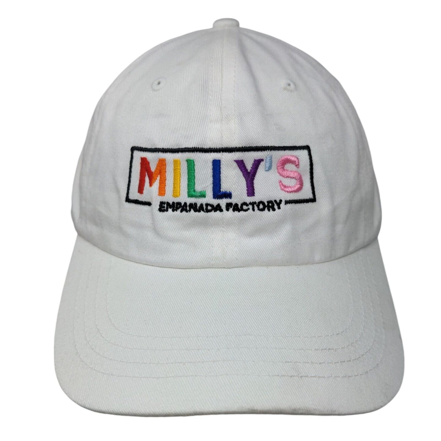 Milly's Empanada Factory Slideback Hat White One Size Embroidered