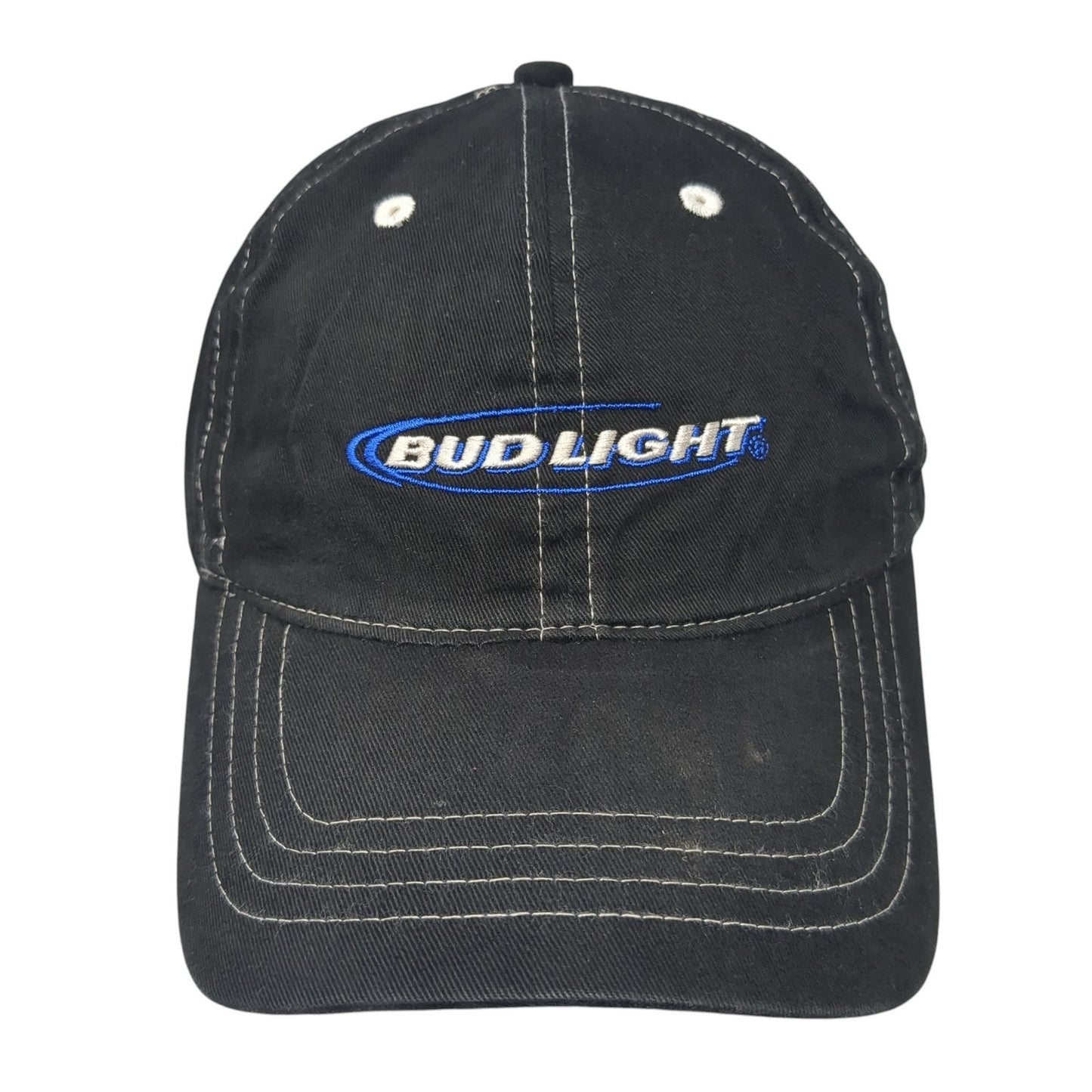 Bud Light Slideback Baseball Cap Black One Size Adjustable Embroidered 6 Panel