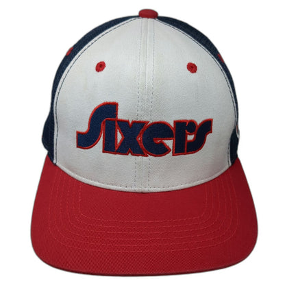 Sixers Trucker Hat White Blue Red One Size Spectrum Side Patch Mesh Snapback