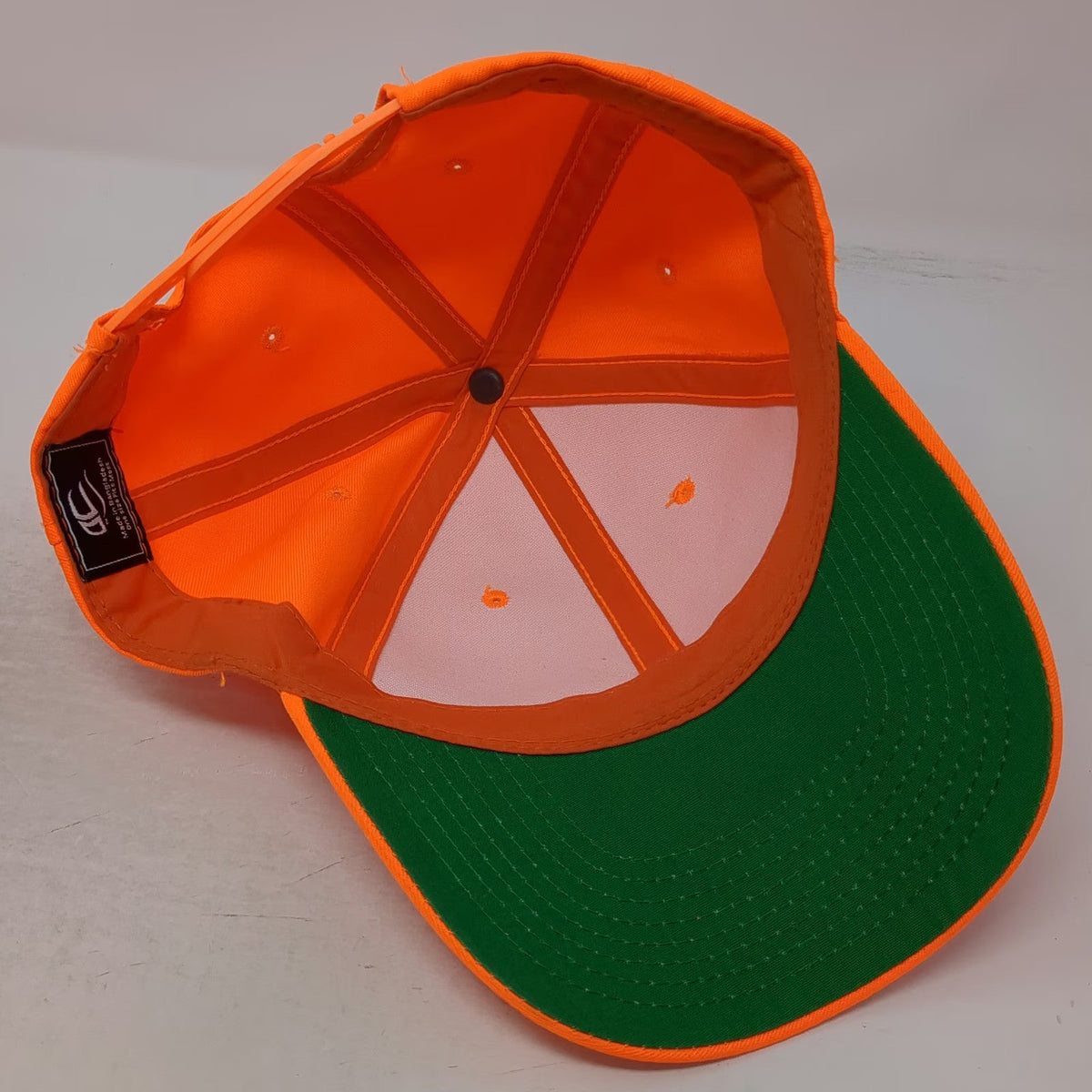 C.C Snapback Orange Green One Size Hat Underbrim Blank Structured Crown Plain