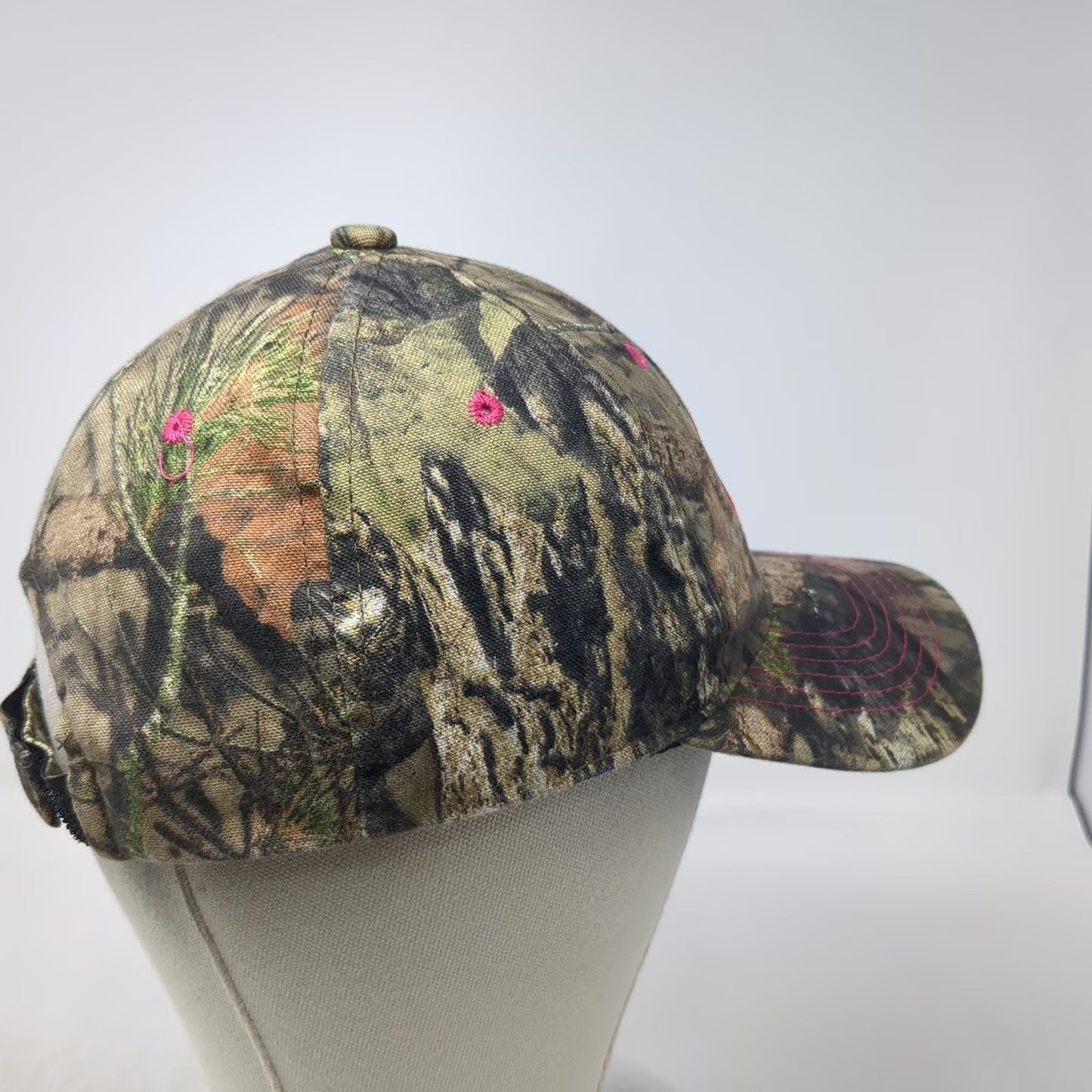 Mossy Oak Baseball Cap Brown One Size Camo Pink Blue Logo Strapback Hat Outdoor
