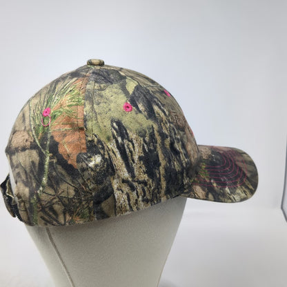 Mossy Oak Baseball Cap Brown One Size Camo Pink Blue Logo Strapback Hat Outdoor