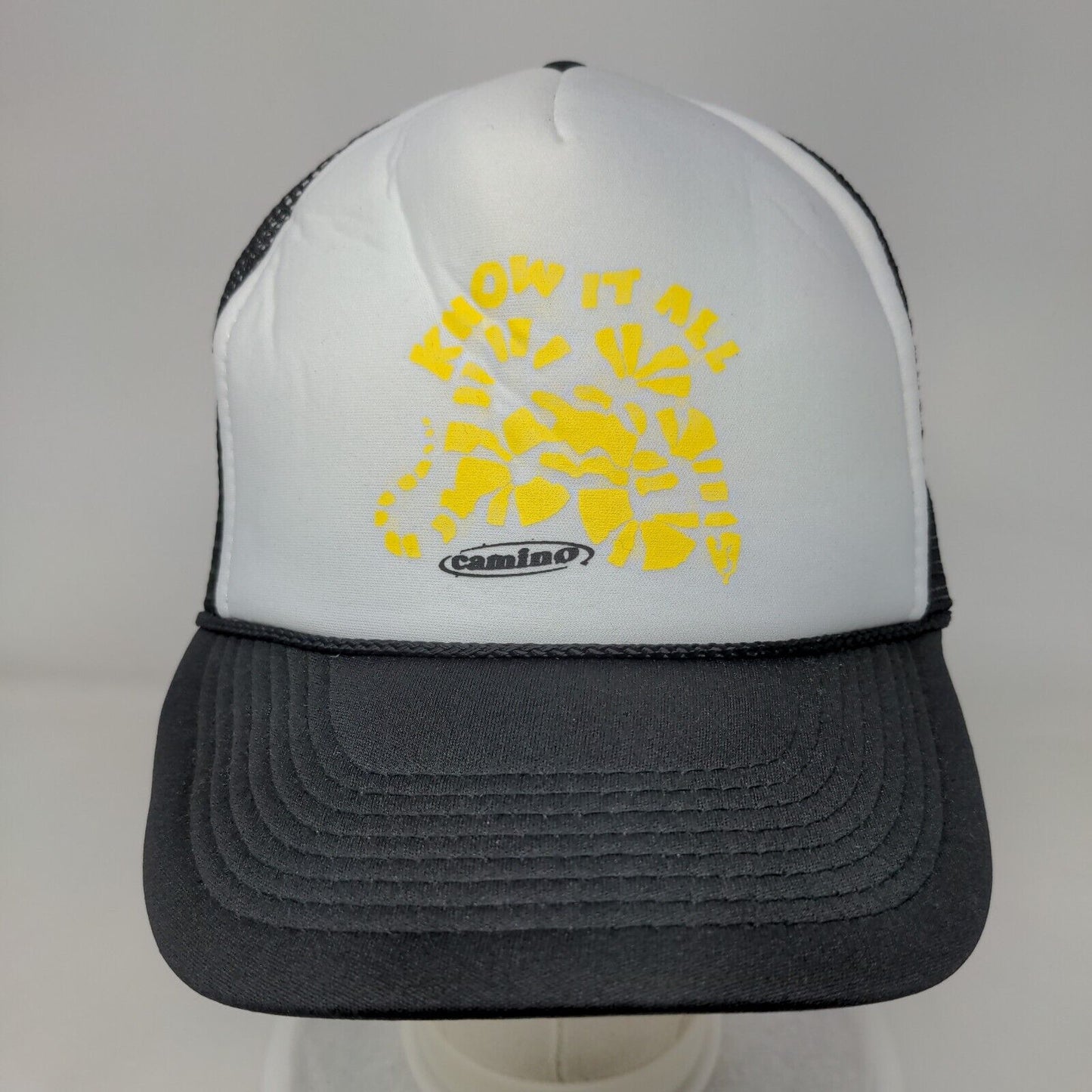 Know It All Camino Snapback Mesh Back Rope Trucker Hat Black One Size Nissin