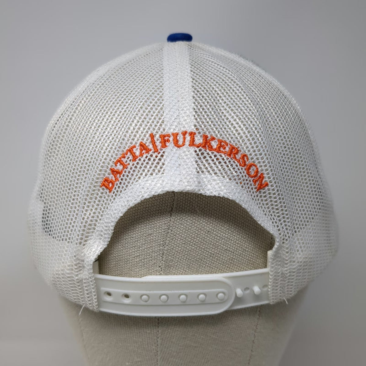 Port Authority Blue White Orange Trucker Hat One Size Bulldog Snapback Law Firm