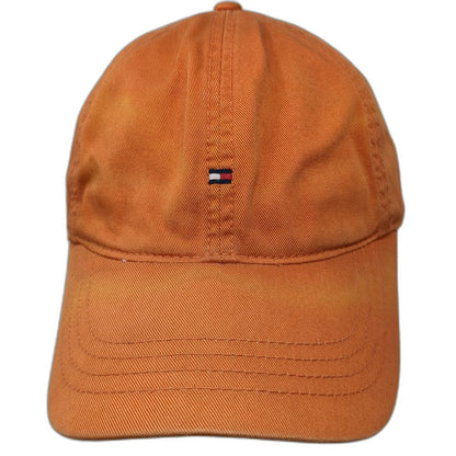 Tommy Hilfiger Baseball Cap Orange M Embroidered Logo Fitted Cotton Twill Hat