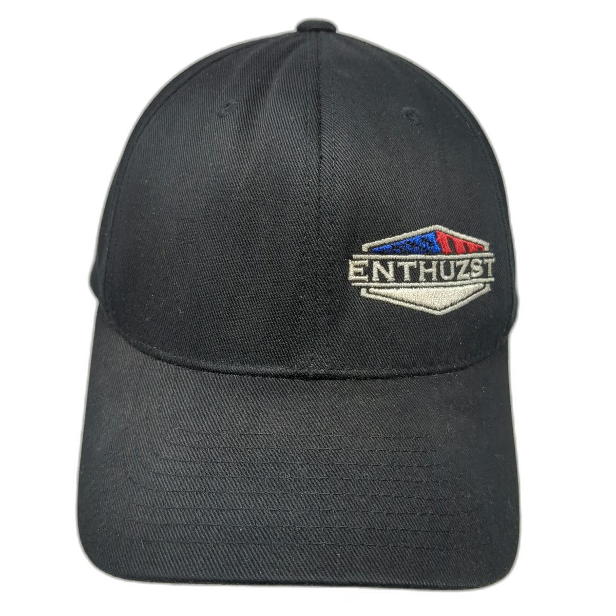 Flexfit Baseball Cap Black XL Enthuzst Shield Logo Curved Brim Fitted Tech Hat