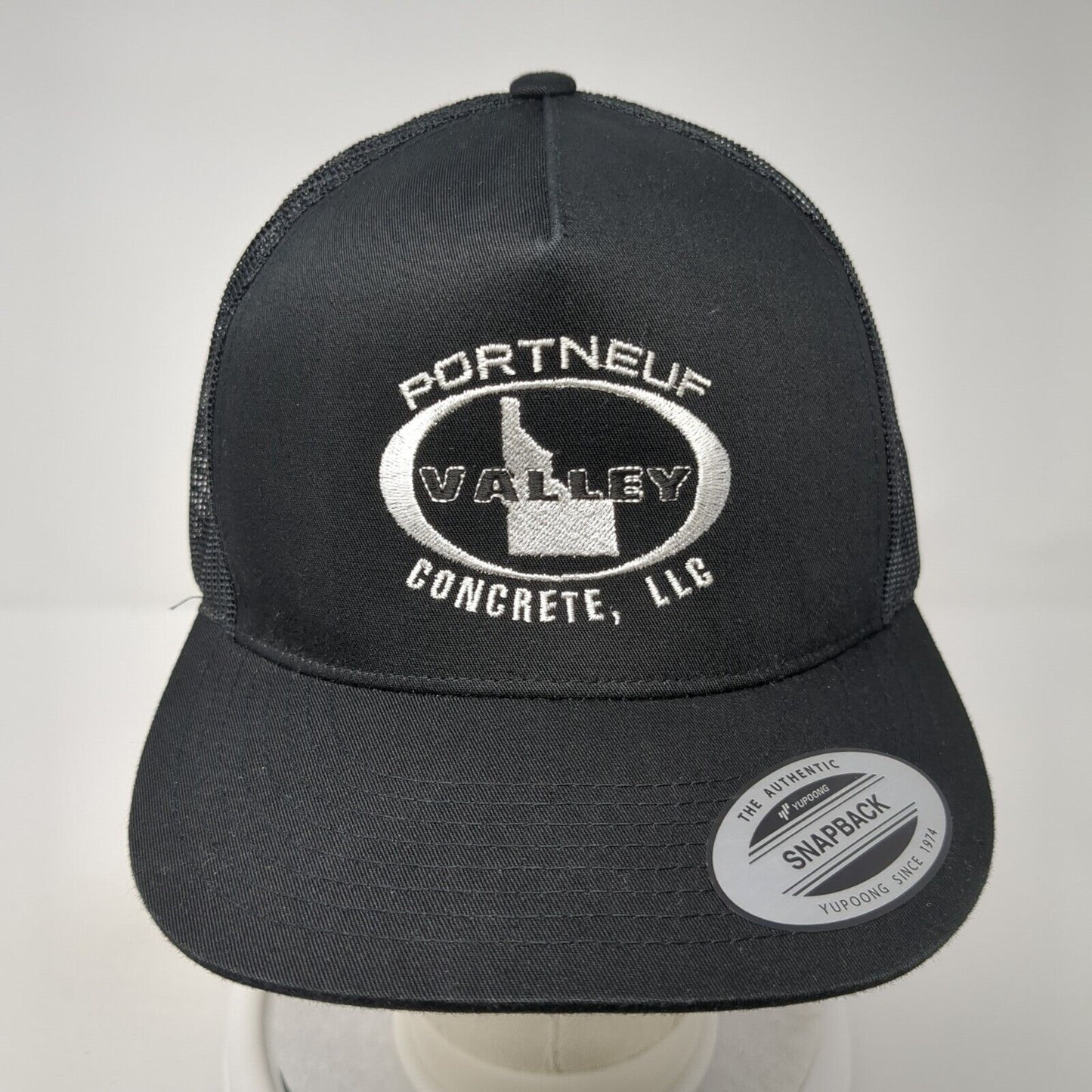 Portneuf Valley Snapback Trucker Hat Black One Size Mesh Back Sport-Tek