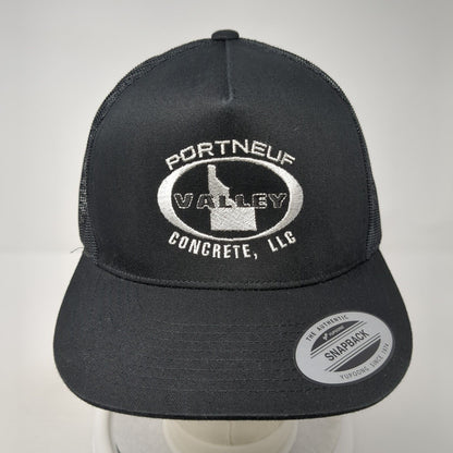 Portneuf Valley Snapback Trucker Hat Black One Size Mesh Back Sport-Tek