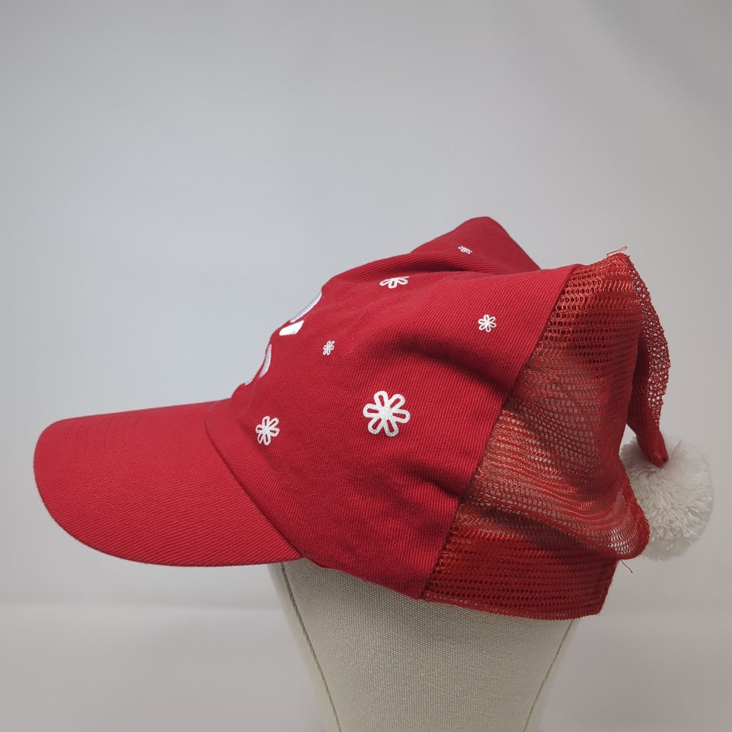 Walmart Santa Trucker Hat Red One Size Mesh Back Pom Pom Christmas
